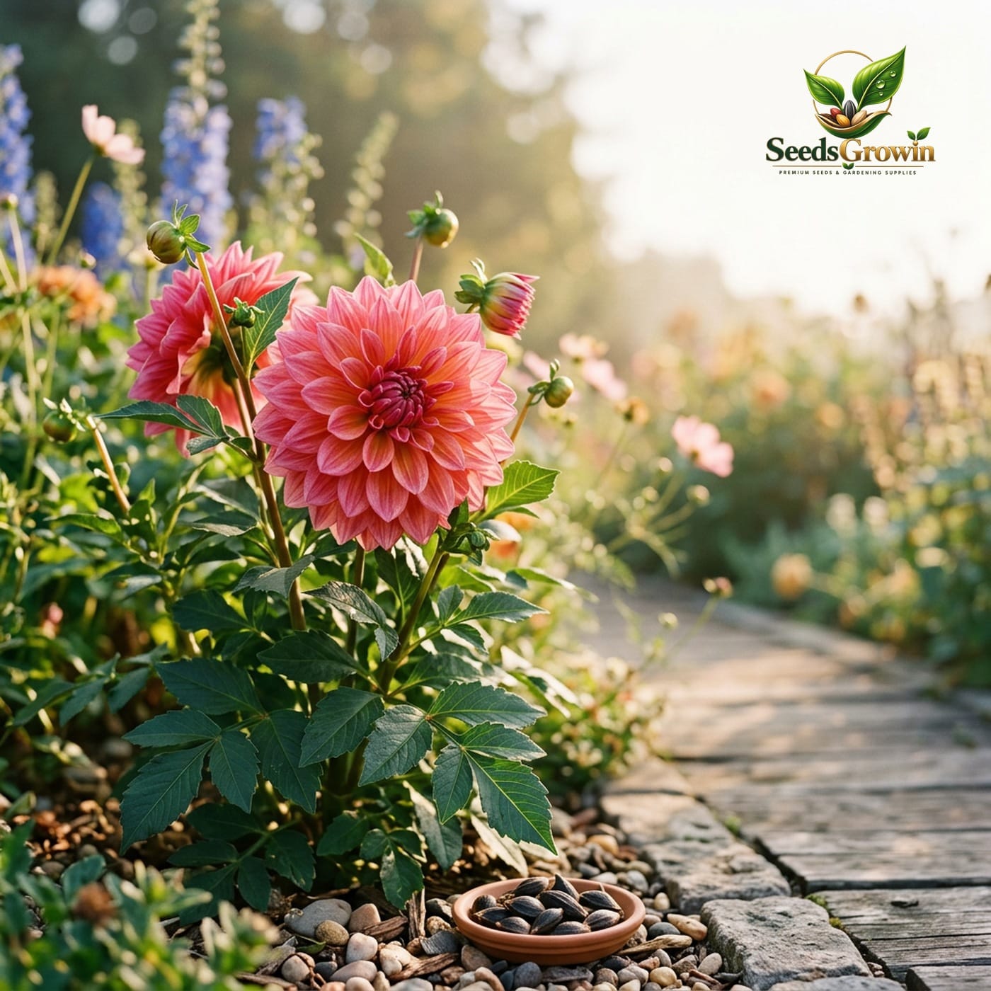 Dahlia Pinnata Seeds, Large Double Bloom Cut Flowers, Heirloom Garden Planting product photo for gardening and home growing