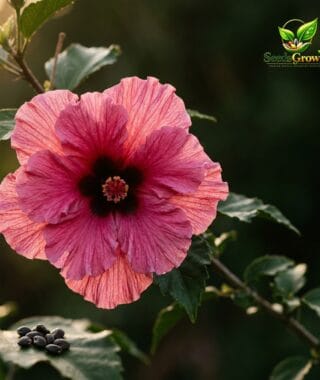 Double Pink Black Hibiscus Seeds product photo for gardening and home growing