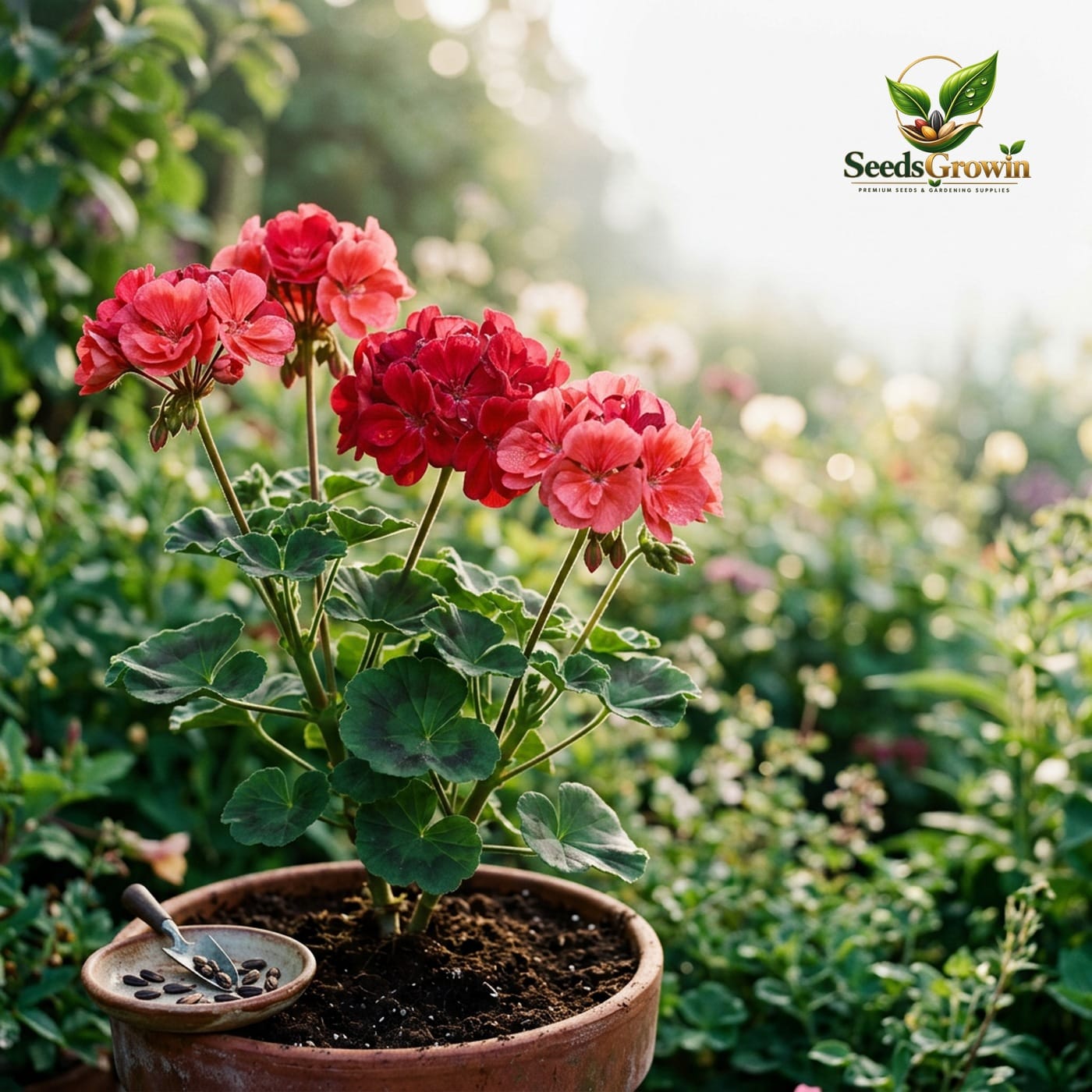 Pink Red Geranium Seeds product photo for gardening and home growing
