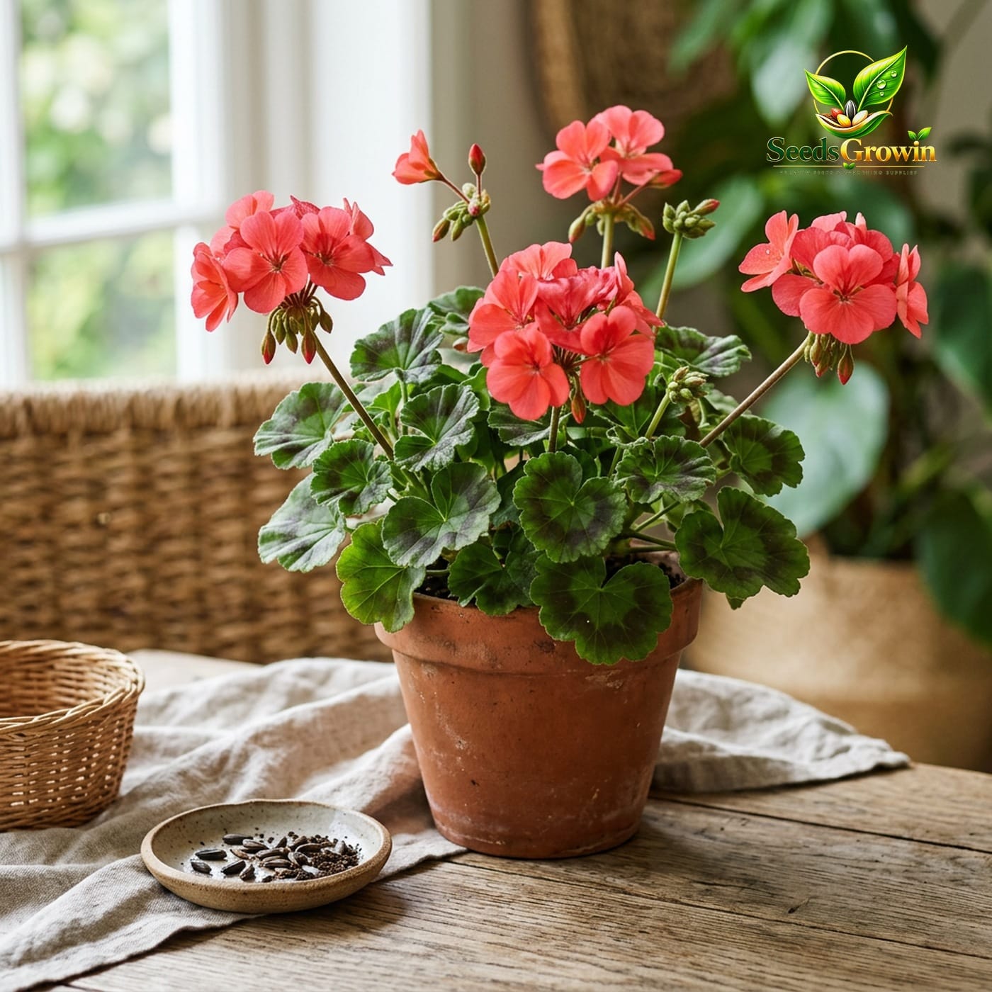Pink Red Geranium Seeds product photo for gardening and home growing